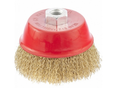 Щетка для УШМ, 65 мм, М14, "чашка", латунированная витая проволока// MATRIX