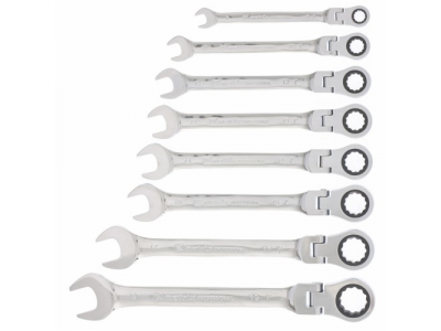 Набор ключей комбинированных, трещеточных шарнирных 8штук Matrix